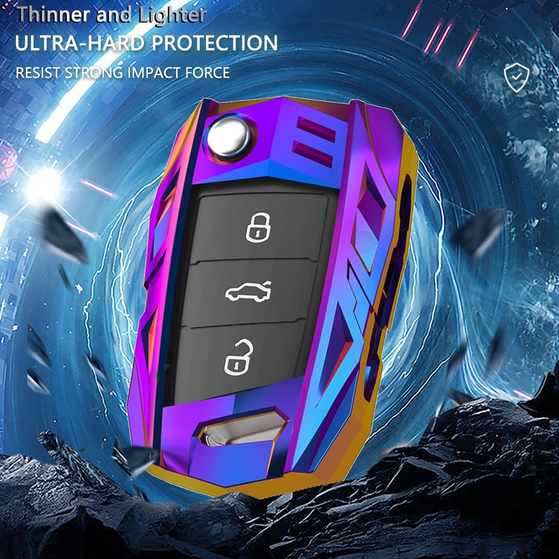 Ocezbiis For Volkswagen Key Fob Cover,Keychain,Zinc Alloy Protection Car Key