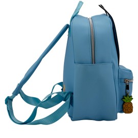 AI ACCESSORY INNOVATIONS Bluey Big Face Mini Cosplay PU Backpack Purse, Shoulder Bag with Epoxy Filled Metal Pineapple Charm, 10.5 Inch, Adjustable Straps, Faux Leather