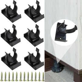 DILUSILK 6 Pcs Plinth Clips, Kickboard Clips with 12 pcs Self Tapping Screws, Kitchen Kickboard Clips Bath Panel Clips Plastic Kitchen Plinth Leg Clips and Brackets Kick Board Plinth Clips