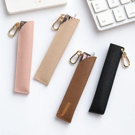 Pen Case, Cow Leather, Single Insert, Pen Holder, Slim, Simple, Fountain Pen, Strap, Pen Holder, Easy to Store and Remove, PINK, Chinese