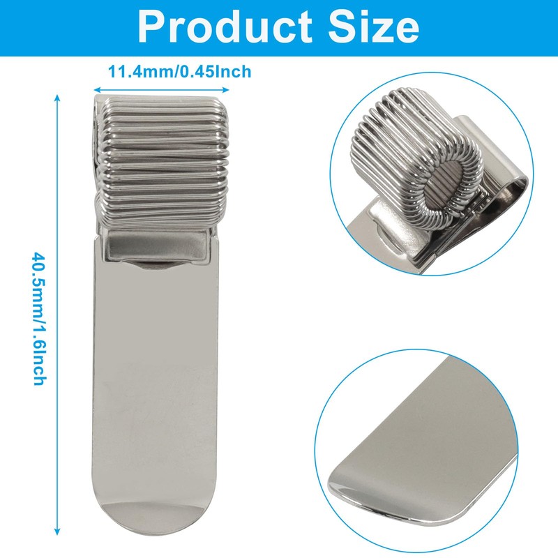 Waziaqoc 15 Pack Silver Pen Holder Clip, Metal, Transverse Style