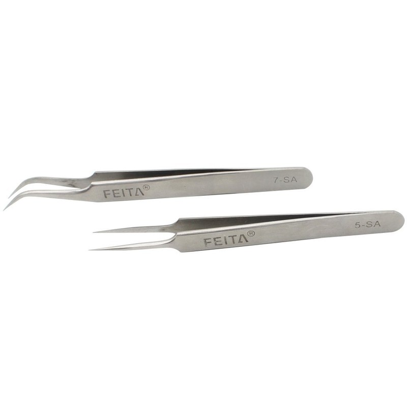 FEITA Precision Eyelash Extension Tweezers Set - Professional Straight &