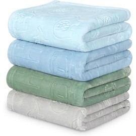 BORITAR 4 PCS Baby Blankets, 3D Animal Fleece Blanket for Boys, Cozy and Fluffy Crib Blankets for Toddler Infant Newborn Blankets, 30 x 40 Inch