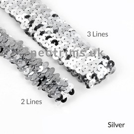 10 Yards Elastic Stretch Sequin Trim 2cm and 3cm Wide 20 Metallic Colors for Costumes Dressmaking Cocktail Wear Decoration Embellishment Stretchy 10 Yards (3 Lines)