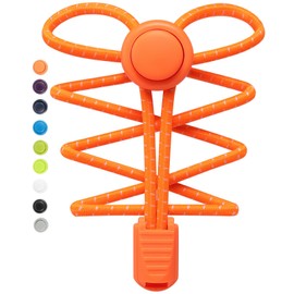 Stepace Elastic Shoelaces with Quick Release, 2 Pairs of Rubber Shoelaces without Tying for Children's Shoes, Sports Shoes, Neon Orange, neon orange