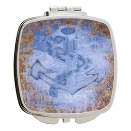 Island Gifting - Anchor Design in Sand Design - Square Compact Mirror - Travel Mirror