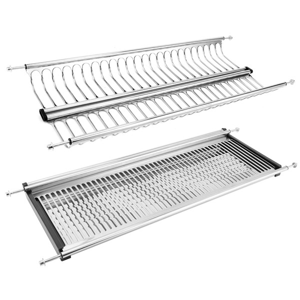 Cabinet Dish Drying Rack, Stainless Steel Dish Drainer with Drainboard,Portable