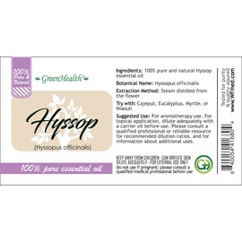 GreenHealth Hyssop – 1/2 fl oz (15 ml) Glass Bottle – 100% Pure Essential Oil