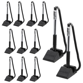 M&G Secure Counter Pens with Chain 0.5mm, 12pcs Adhesive Pen Holder Reception Desk Stand Type Spring Joint Pen for Bank Office Workplace, Black 15.5cm