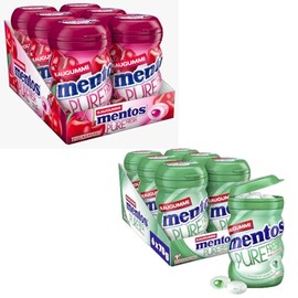 Mentos Pure Fresh Cherry 6 Cans of 67.9 g + Mentois Pure Fresh Spearmint 6 Tins of 70 g - 2 New Varieties - Compiled by FISGUS® by krass-.shoppen-de