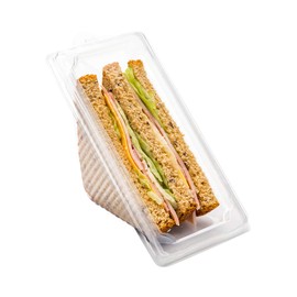 Thermo Tek 10 oz Triangle Clear Plastic Sandwich Container - with Lid - 6 1/4" x 3 1/4" x 3" - 100 count box - Restaurantware