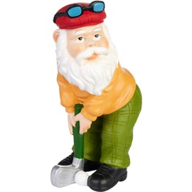 BRUBAKER Garden Gnome Golfer with Racket - Golf Grandpa with Golf Club and Glasses - Funny Garden Figure - Decoration Weatherproof for Garden Camping - Garden Decoration for Outdoor Use - 23 cm Large