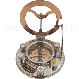 WOANIN Antique Brass & Copper Sundial Compass silver Clock in Box Gift Sun Clock Ship Replica Watch Anniversary Sundial Compass Gift for Him or Her
