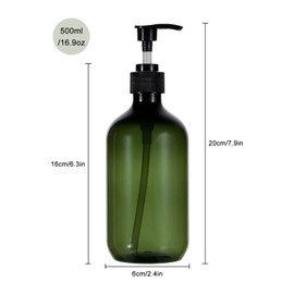Sdoot Green Pump Bottle, 2 Pack Refillable Plastic Soap Dispenser for Shampoo, Conditioner, Lotion, Body Wash - 17oz