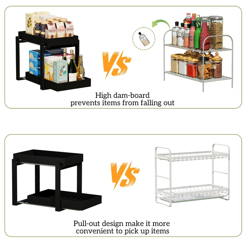 APRTAT 2 Pack Under Sink Organizer, Bamboo Wooden 2-Tier Pull-Out