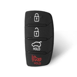 HooRLZ 2 Pcs 4-Button Car Key Rubber Pads For Hyundai Tucson Santa fe ix45 Sonata i40, Black Key Pad For Hyundai Car Key Button Replacement, Remote Control Pad Hyundai