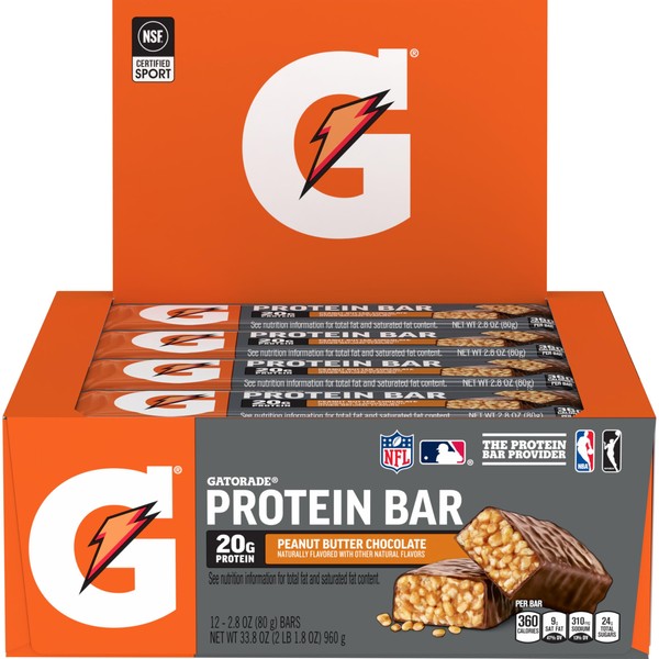 Gatorade Whey Protein Recover Bars, Peanut Butter Chocolate, 2.8 ounce