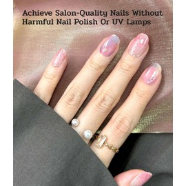 ruyeefam Nail Polish Strips - 22 Pcs Salon Quality Gel Nail Stickers - Long Lasting Wraps (Iridescent Jellfish Pink&Blue)