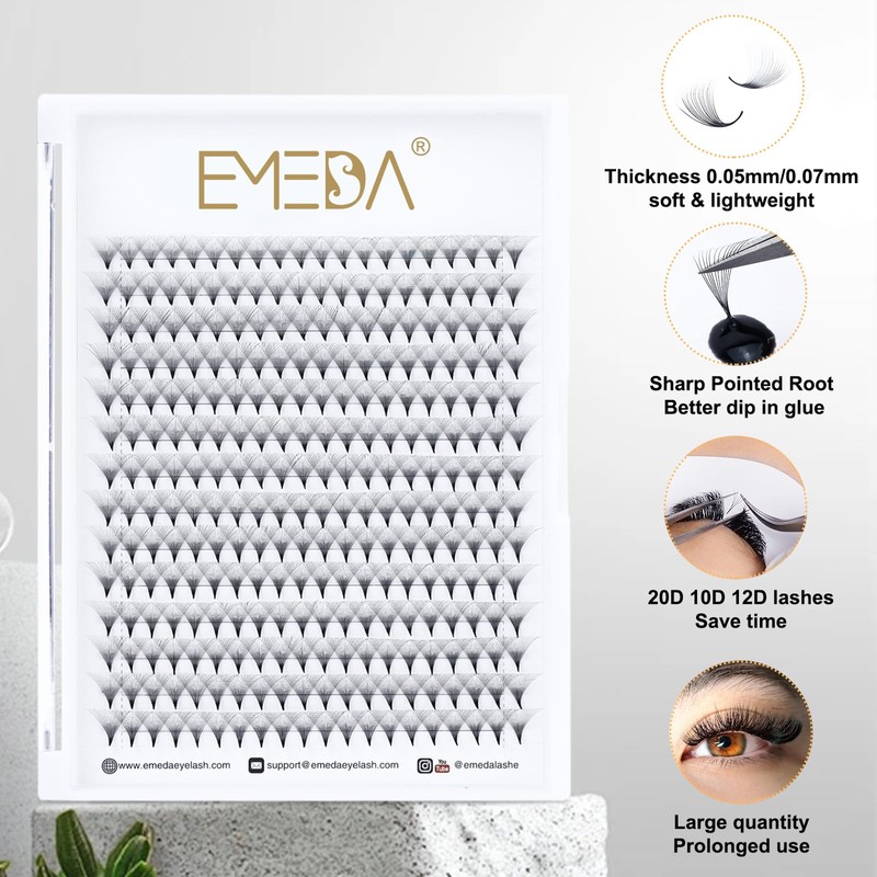 280Pcs 20D Pre made Fan Eyelash Extensions D curl 0.05mm