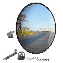 CNQLIS 18 Inch Convex Mirror Outdoor with Adjustable Wall Mount Bracket, Blind Spot Traffic Mirror for Driveway Garage Park Outdoor Wide Angle View Curved Safety Blind Spot, Clear Field of View