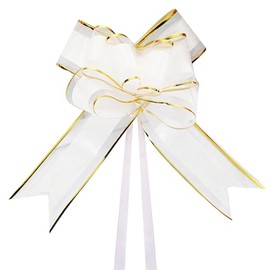 AWOCAN 10PCS Pull Bows for Gift Wrapping Large Organza Gift Wrapping Pull Bows Bulk for Presents Package Christmas Wedding Baskets Party Decor (white)