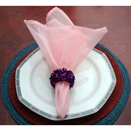 Sheer Organza Napkin Set of 6 Pieces Pink