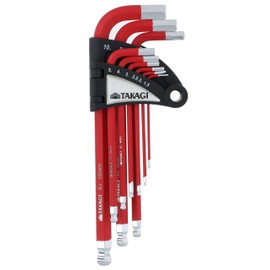 Takagi HANDIWORK Color Coated Hex Wrench Ball Point, Red, Set of 9 No. 101