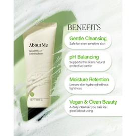 About Me Sprout Mild pH Cleansing Foam – Korean Wheat Broccoli Sprout Extract Face Wash for All Skin Types – Daily Gentle Cleansing with Amino Acids – Korean Skin Care – 4.05oz, 120ml