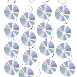CD Decorations, Kaluofan 32Pcs 90s Retro Disco Party Paper Decorations, Iridescent CD Wall Decorations for 1990s 2000s Birthday Party Y2k Music Themed Party Music Classroom Favor Supplies