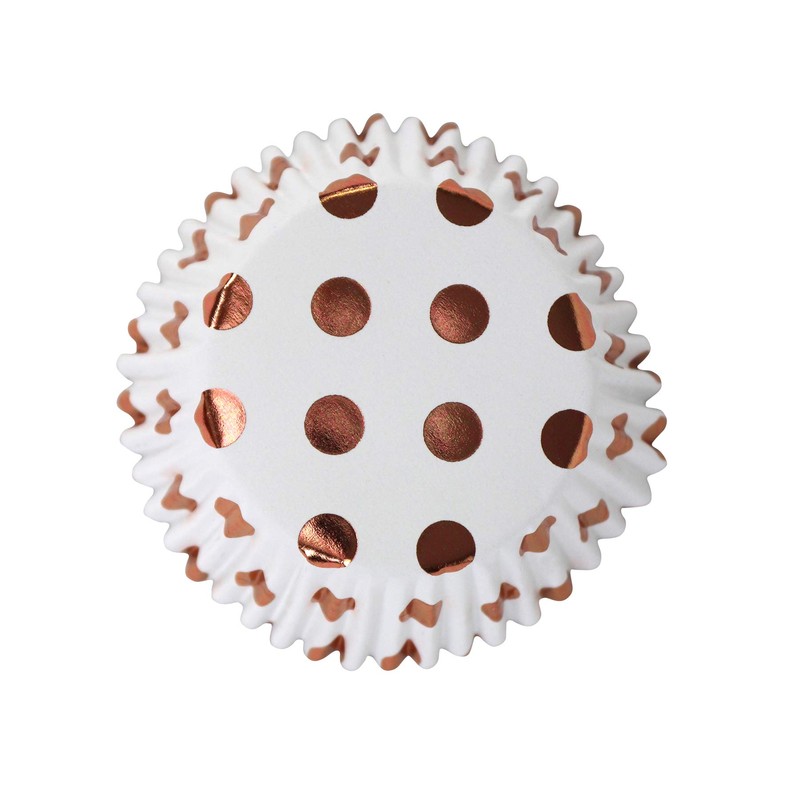 PME BC835 Rose Gold Polka Dot Cupcake Cases, Foil Lined