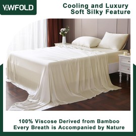 Yawfold Cooling Sheets King Size with Elastic Corner Straps, Breathable Silky Soft Sheets 4 Pcs Set,Oeko-Tex Certified - 16 Inch Pockets