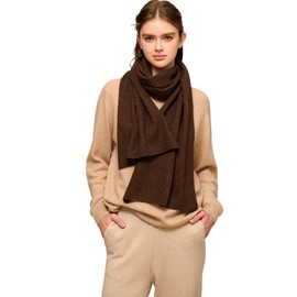 Prettystern Yak Wool and Lamb Wool Airy Knitted Scarf Winter Scarf Cashmere Stole for Men Women, Dark brown