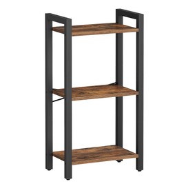 VASAGLE 3-Tier Tall Bookshelf, Narrow Bookcase with Steel Frame, Skinny Book Shelf for Living Room, Home Office, Study, 9.4 x 15.7 x 30.1 Inches, Industrial Style, Rustic Brown and Black ULLS098K02