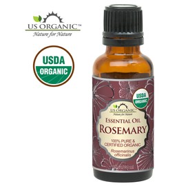 US Organic 100% Pure Rosemary Essential Oil, USDA Certified Organic 100% Pure, Steam Distilled, for Hair Growth, Scalp, Face, Skin, and Aromatherapy (Size Variations Available) (30 ml)