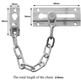 TERF® Heavy Duty Door Chain Polished Chrome Internal and External Front and Back Door Restriction Limiter Security Lock Safety Guard Chain for Wooden and UPVC Doors - Pack of 2