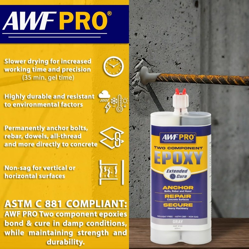AWF PRO Two Component Extended Cure Epoxy Adhesive 20.2 oz.
