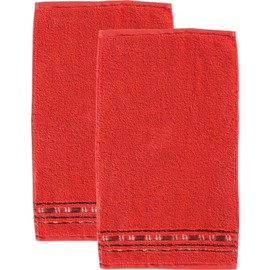 Erwin Müller Guest Towel Pack of 2 – Achern Red Size 30 x 50 cm – 500 g/m² – Quick Drying, Extra Absorbent, Loops on Both S