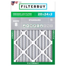 Filterbuy 20x24x2 Air Filter MERV 8 Dust Defense (1-Pack), Pleated HVAC AC Furnace Air Filters Replacement (Actual Size: 19.38 x 23.38 x 1.75 Inches)