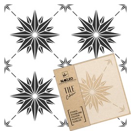 NAKLEO Estrella Tile Reusable Plastic Stencil - 20 x 20 cm - Spanish Star Moorish - Moroccan Geometric - Paving Stone Concrete Floor Wall Painting Template Wood