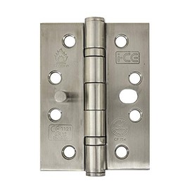 Satin Stainless Steel Ball Bearing Security Hinge 100mm CE13 Fire Rated (1 Pair)