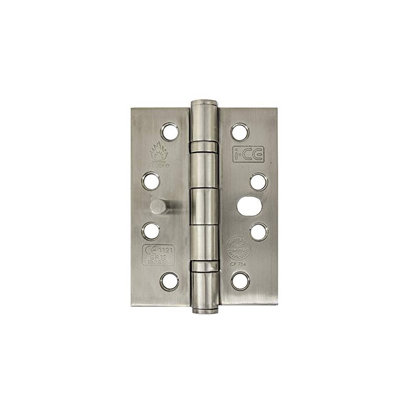 Satin Stainless Steel Ball Bearing Security Hinge 100mm CE13 Fire