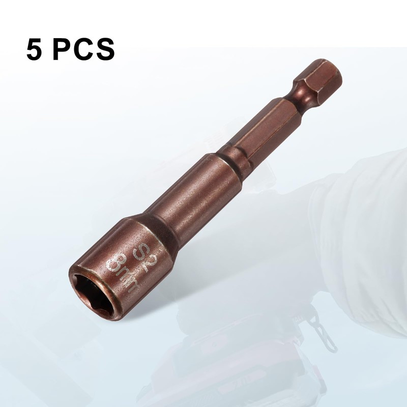 sourcing map 5pcs Magnetic Nut Driver 8mm Hex Drive Socket