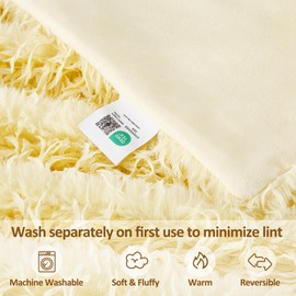 DREAMNINE Decorative 850GSM Thick Fluffy Feather Faux Fur Throw Blanket for Couch 50" x 60", Soft Cute Long Hair Shaggy Fuzzy Blankets, Reversible Warm Winter Cozy Furry Blanket for Valentine, Yellow