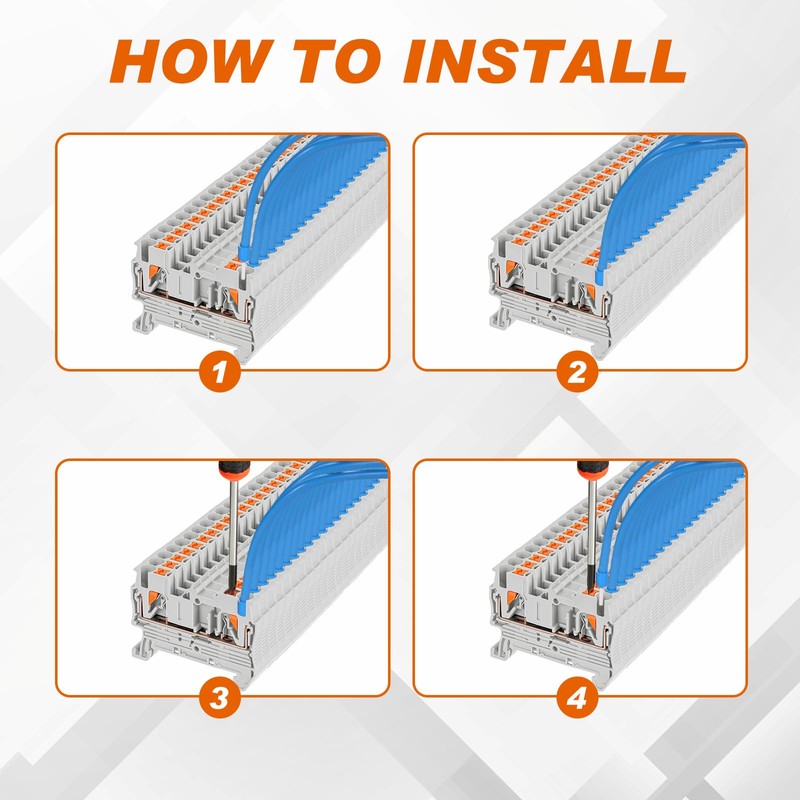 Saysurey DIN Rail Terminal Block Twin Spring Terminal Connectors Push