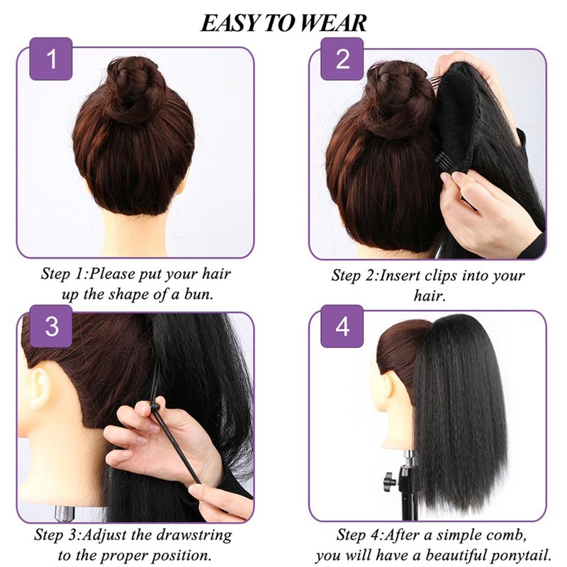 Ponytail Extension for Black Women Girl Hair Accessories Synthetic Long