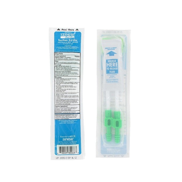 Single Use Suction Swab System with Perox-A-Mintreg; Solution-NA - Pack of 2