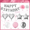 Pink Birthday Party Decorations, Pink Silver Balloons Birthday Decorations for