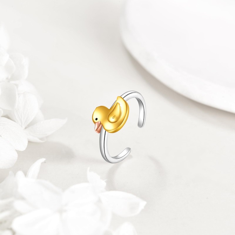 ONEFINITY Duck Ring 925 Sterling Silver Open Ring Duck Jewellery