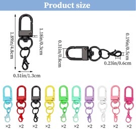 XCSJ Pack of 20 Lanyard Trigger Carabiner Hooks Key Ring Hooks Lobster Clasps Rotating Alloy Carabiner Hooks Colourful Lobster Hooks for Keys, Hanging Toys, DIY Accessories