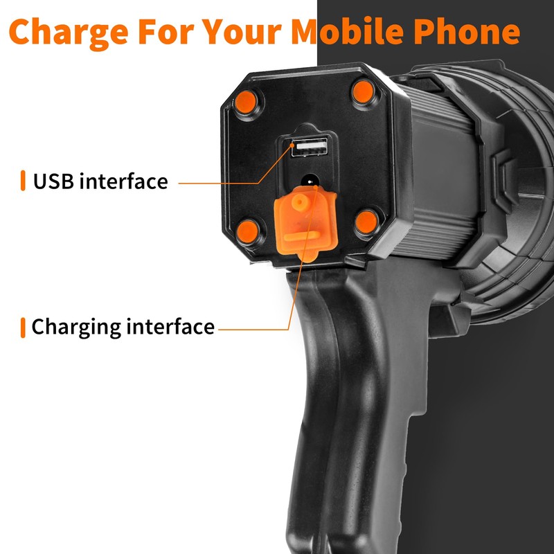Vanvale Super Bright Rechargeable Spotlight,Handheld Rechargeable LED Flashlight Ultra-Long Standby